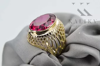 Inel Rubin Aur galben 14K Vintage bijuterii vrc089y